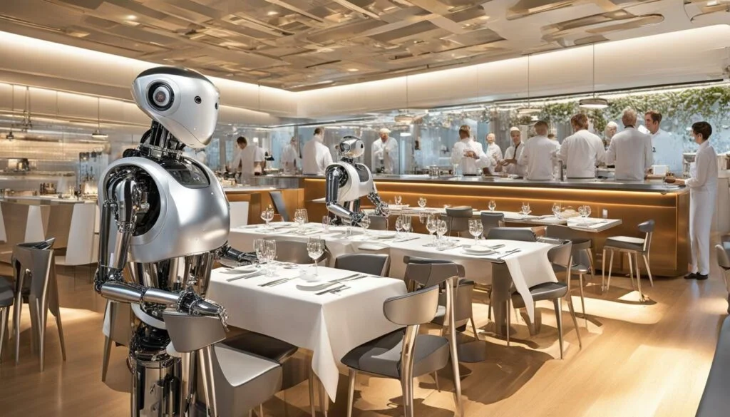 Robotic waiter in a restaurant